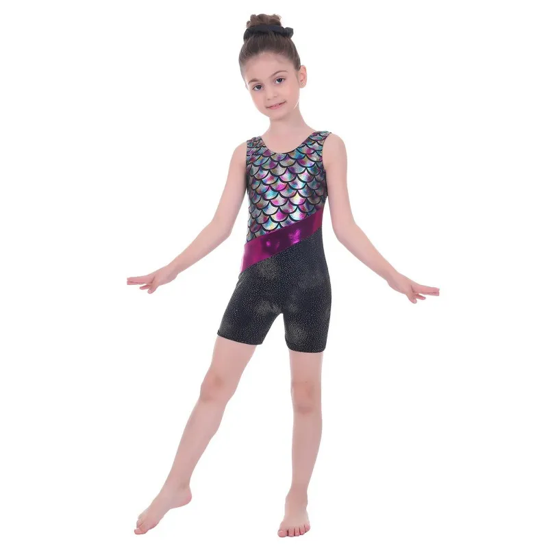 5-12 Years Old Fashion Girls Gymnastics Leotards Sizes Short Girls' Dancewear Jumpsuit