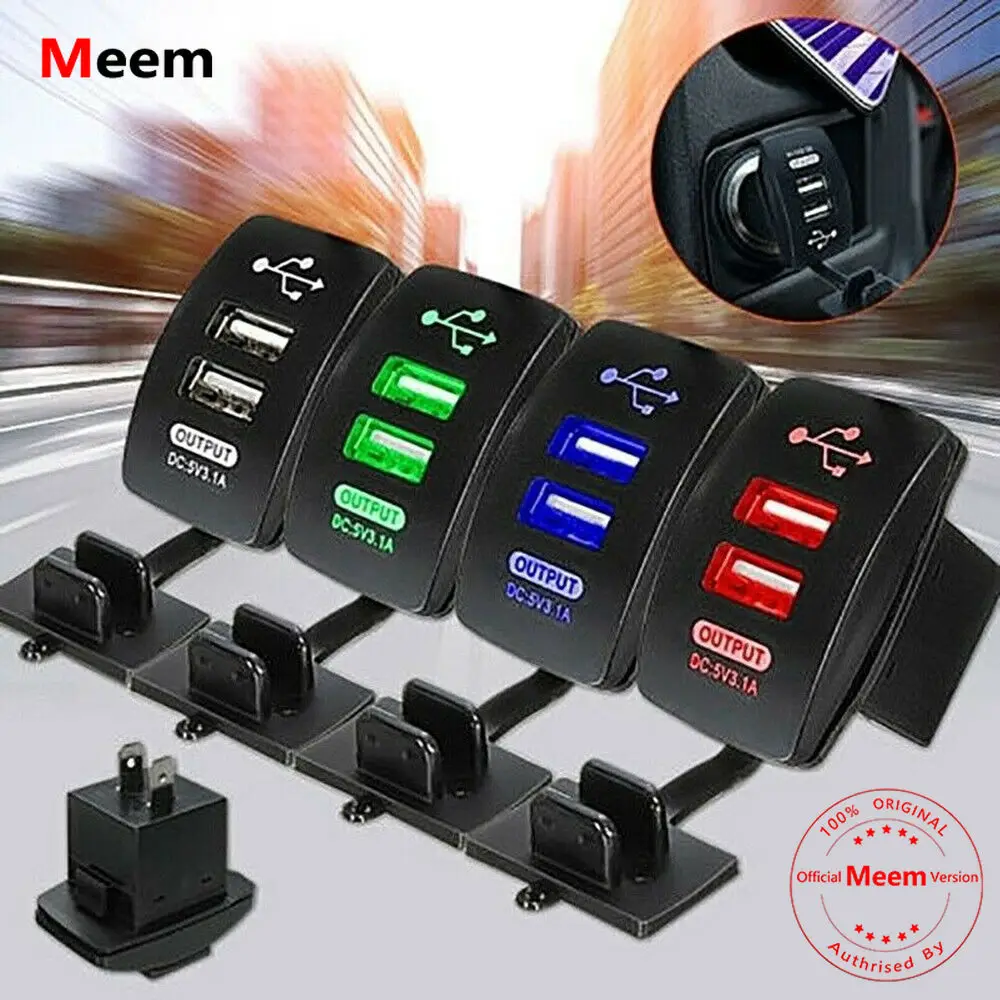 

12-24V 3.1A Dual LED USB Car Auto Power Supply Charger Port Socket Random colour