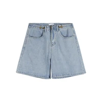 High Waist Denim Five-Quarter orts Women's Spring Summer plus Size Slimming Loose Versatile Wide Leg A-Line Hot Pants - Image 3