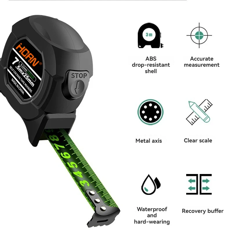 5/7.5/10M Metric Measuring Tape Self Locking Fluorescent Steel Tape Measure High Precision Wear-resistant Ruler Measuring Tools tape measure