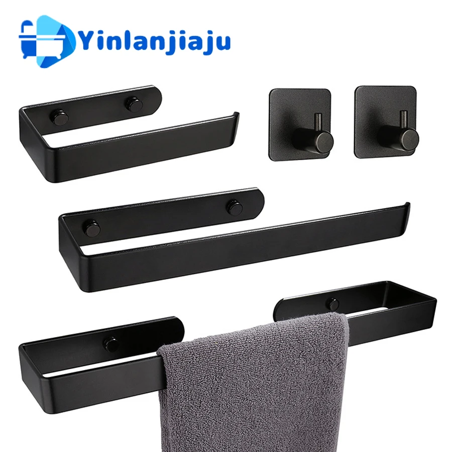 

Набор аксессуаров для ванной комнаты, черный крючок для халата, вешалка для полотенец, вешалка, вешалка, полка, держатель для салфеток, держатель для зубных щеток, аксессуары для ванной комнаты