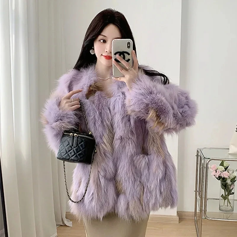 new-multicolor-imitation-fox-fur-jacket-women's-outwear-2023-autumn-winter-mao-mao-coats-fashion-loose-thicke-warm-parker-coat