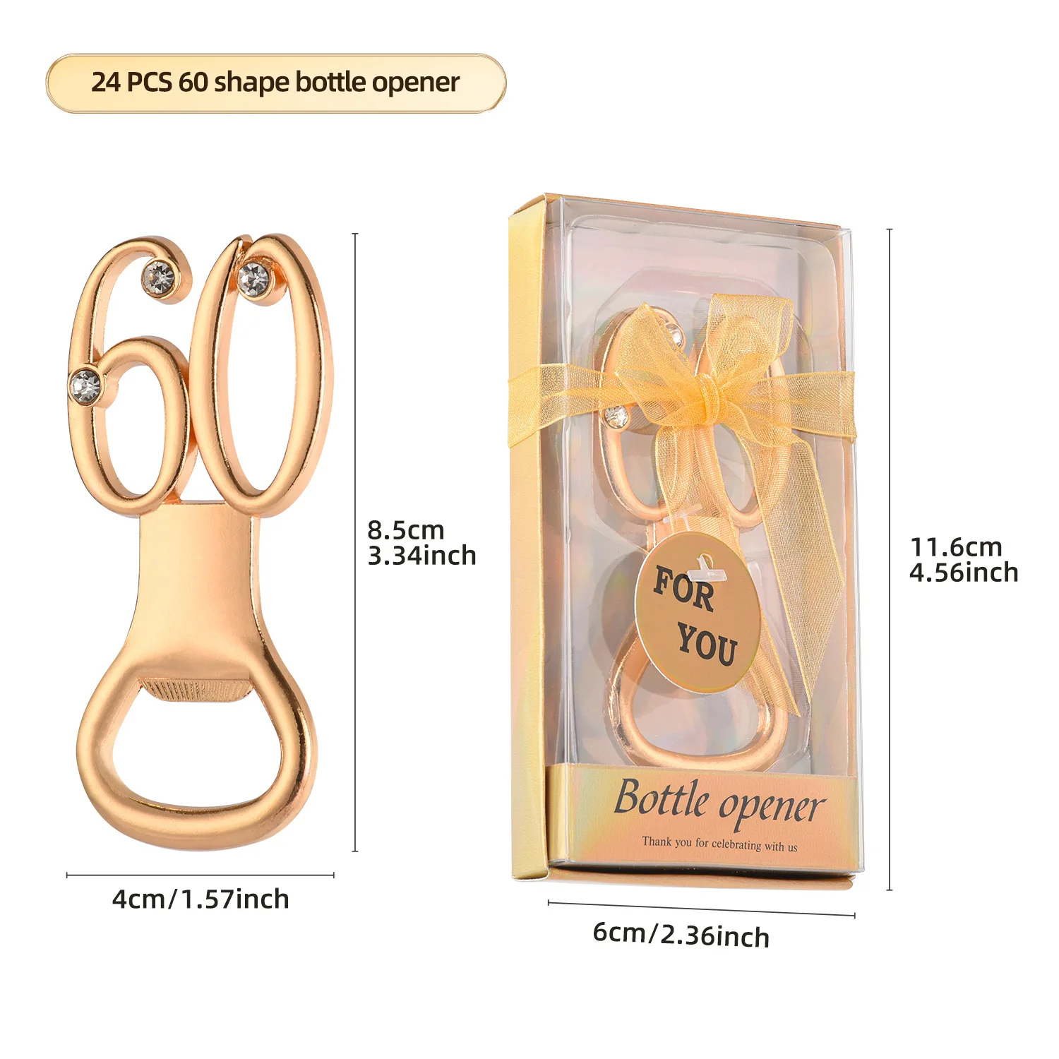 Birthday Gift Party Gift Golden Number 60 Bottle Opener Event Promotion Beer Start
