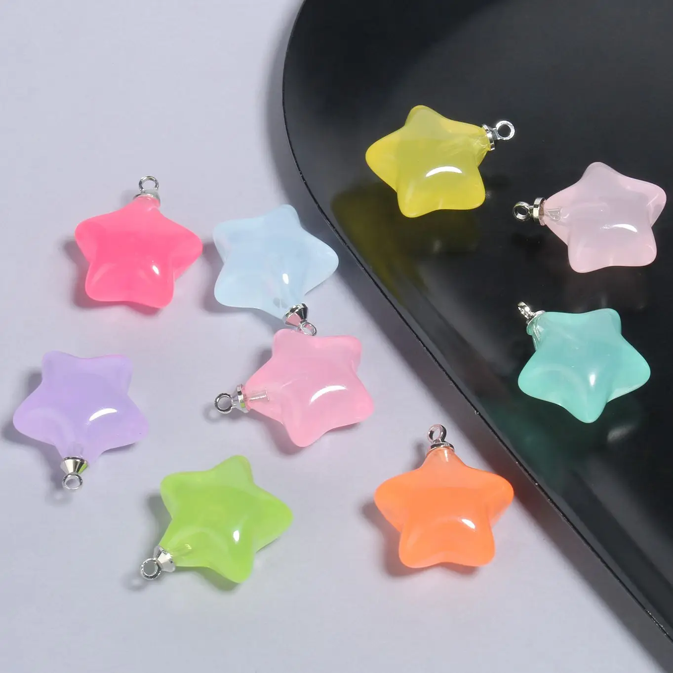 10 개/몫 혼합 귀여운 수 지 스타 매력 펜 던 트 DIY 팔찌 목걸이 귀걸이 쥬얼리 만들기 찾기 키 체인 20x17.5mm