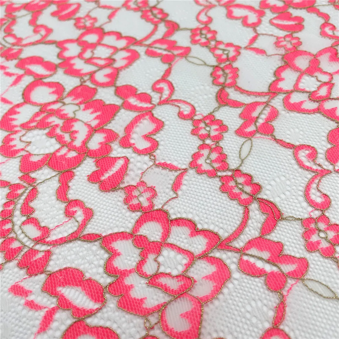 3y/lot Width 22.50cm Pink Gold Silver Elastic Stretch Lace Trims 4