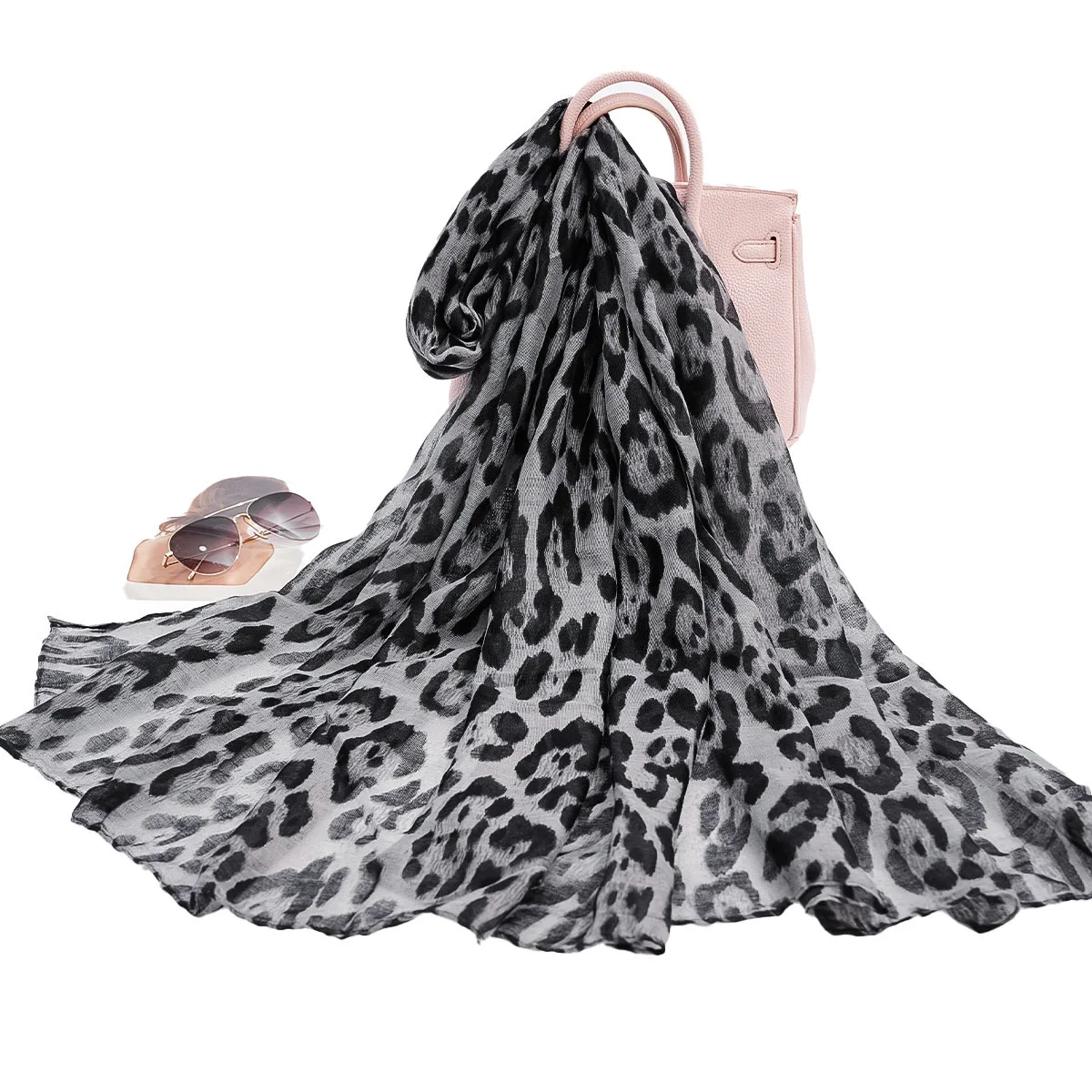 A fashionable voile leopard print soft thin women's scarf shawl 2