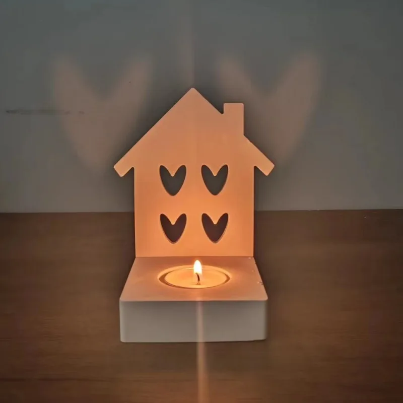 

Love House Candle Holder Ornaments Mold DIY Heart House Plaster Cement Candlestick Molds Gypsum Plaster Casting Mould Home Decor