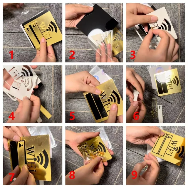 Autocollant de signe WiFi acrylique 3D, miroir de surface, compte, mot de passe, autocollant mural pour les lieux publics, la maison, les magasins, la maison 6