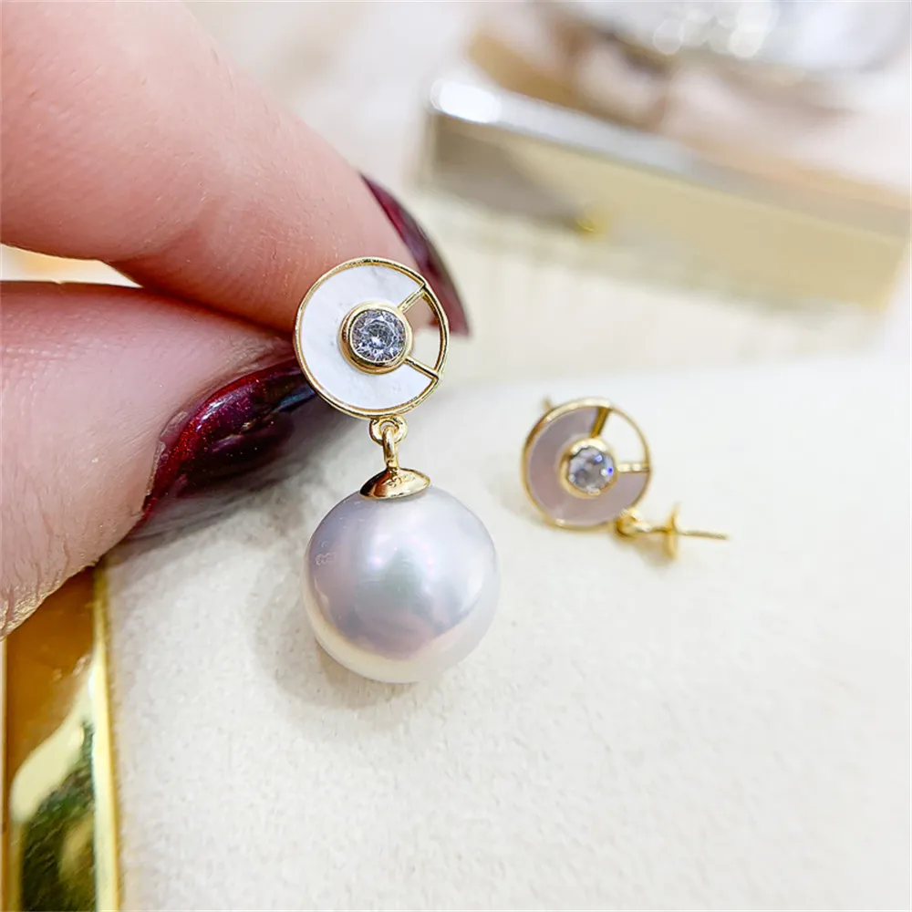 

DIY Pearl Earnail Accessories S925 Sterling Silver Jewelry Gold Earhook Female Air Holder Fit 7-9mm Beads