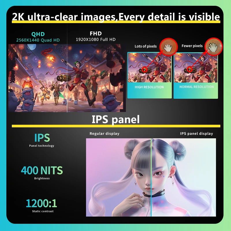 PC Ϳ ̹ 165Hz ,  ð QHD 2560*1440 IPS , 2k 165Hz HDMI/DP LCD HDR400, 32 ġ, 2k 165Hz, 1ms