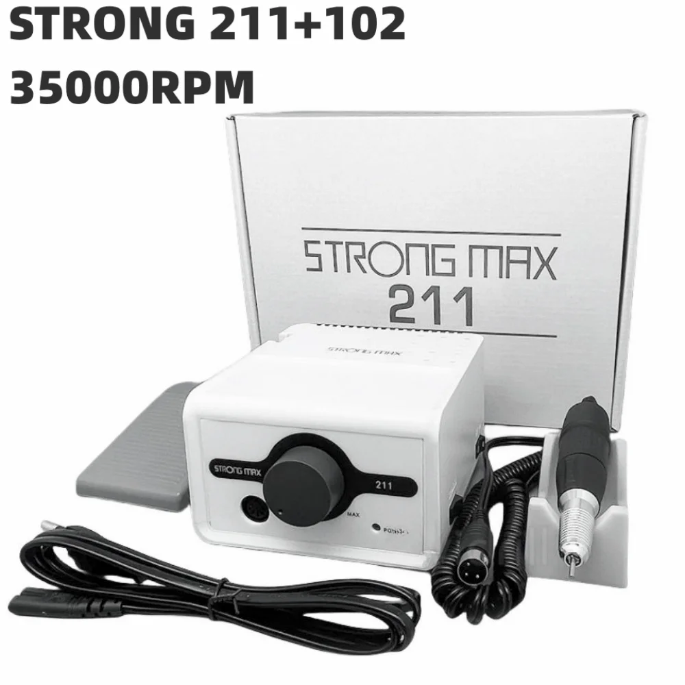 65W Nail Drill Strong 211 Manicure Machine Pedicure Tool 45K STRONG 210 102L 120II H37L1 Marathon Handpiece Nail File Equipment 3