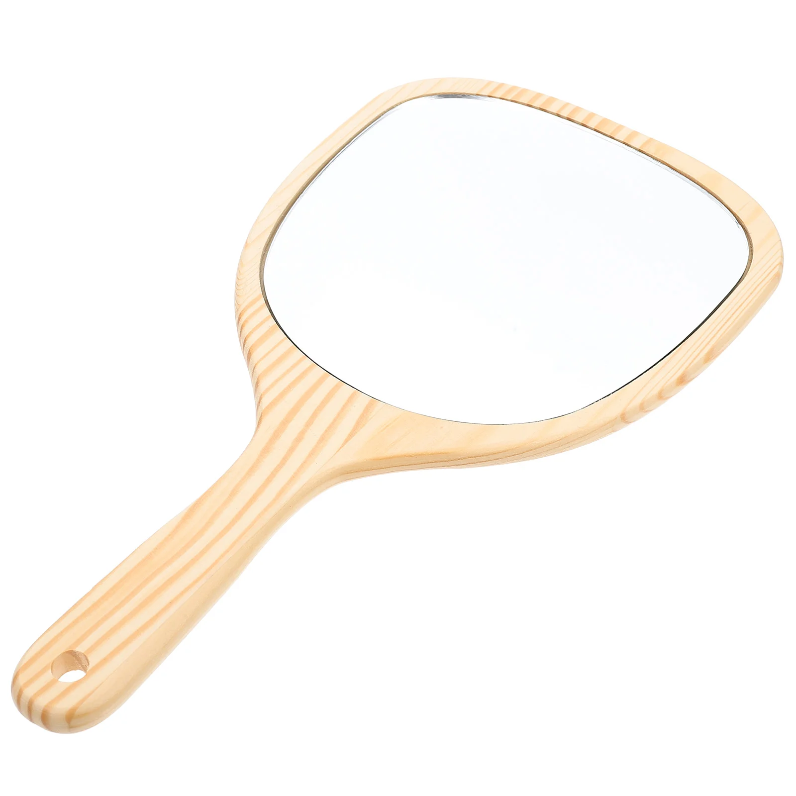 

Wooden Handle Mirror Vanity Women Makeup Foldable Travel LED Tool Handheld