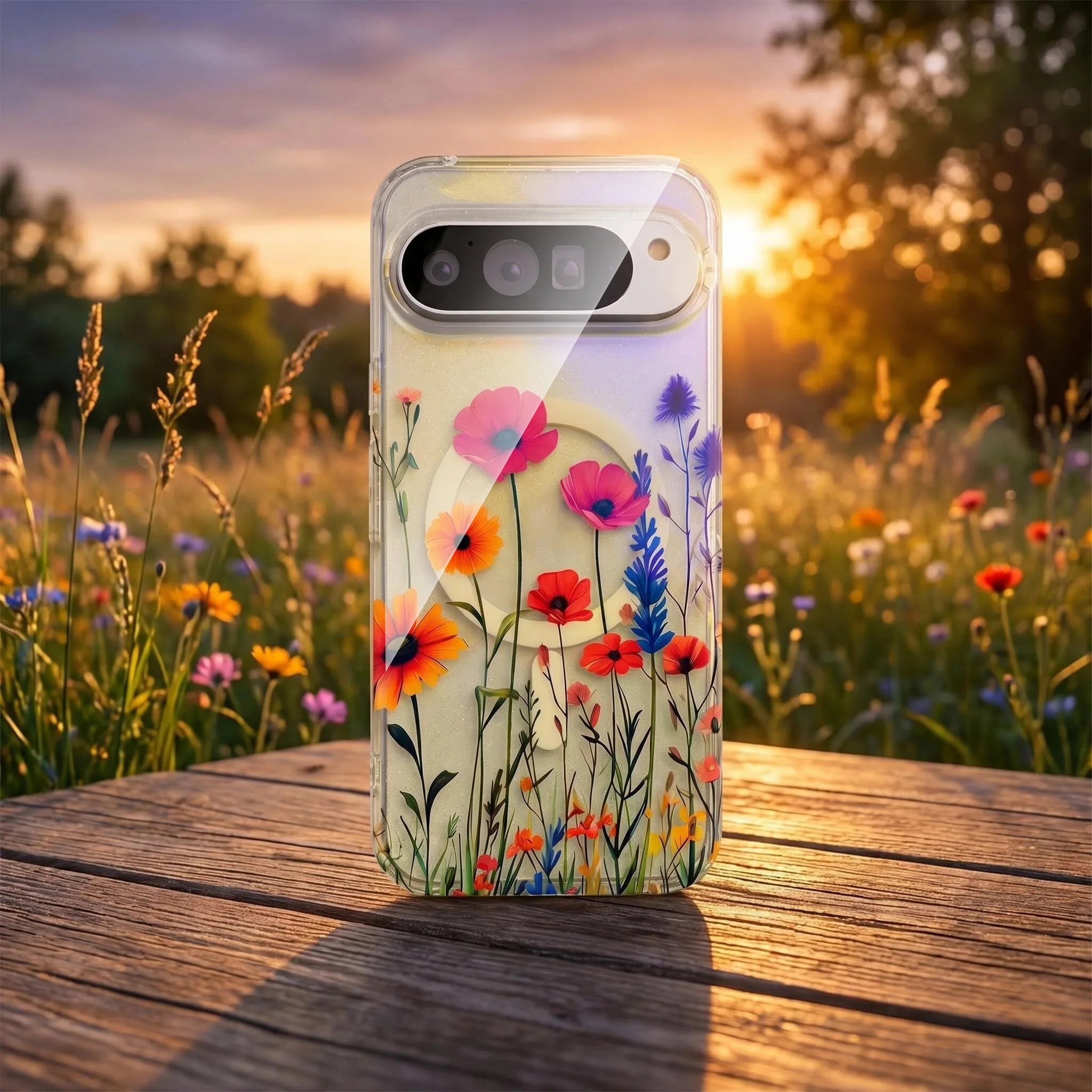 Magnetic Color Flower Blue Light Series Phone Case