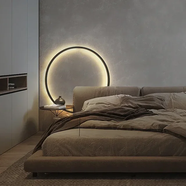 Moderne runde LED-Wandleuchte mit USB-Stecker, Art-Deco-Wandleuchten, Designer-Up-Down-Leuchten für Nachttischlampen im Innenbereich, Schlafzimmer – Detail 3