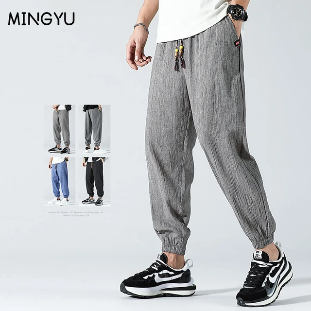 Men Outdoor Trousers Long Slim Fit Casual Trousers Elastic Waist Drawstring  Men Home Trousers Breathable Solid Color Trousers All-Match Men Jogging  Trousers A-White S : : Fashion