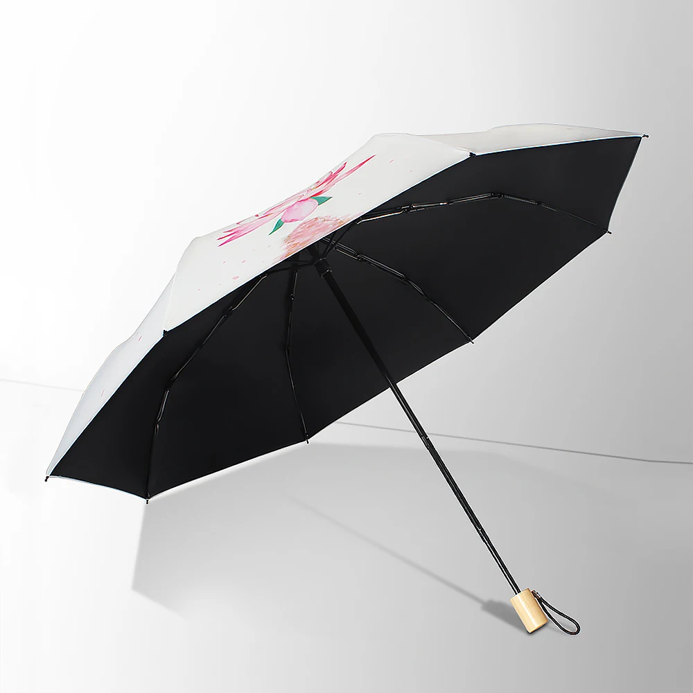 Lotus Goldfish Folding umbrella travel floral foldable lightweight portable rainy uv protection sunshade for men and women