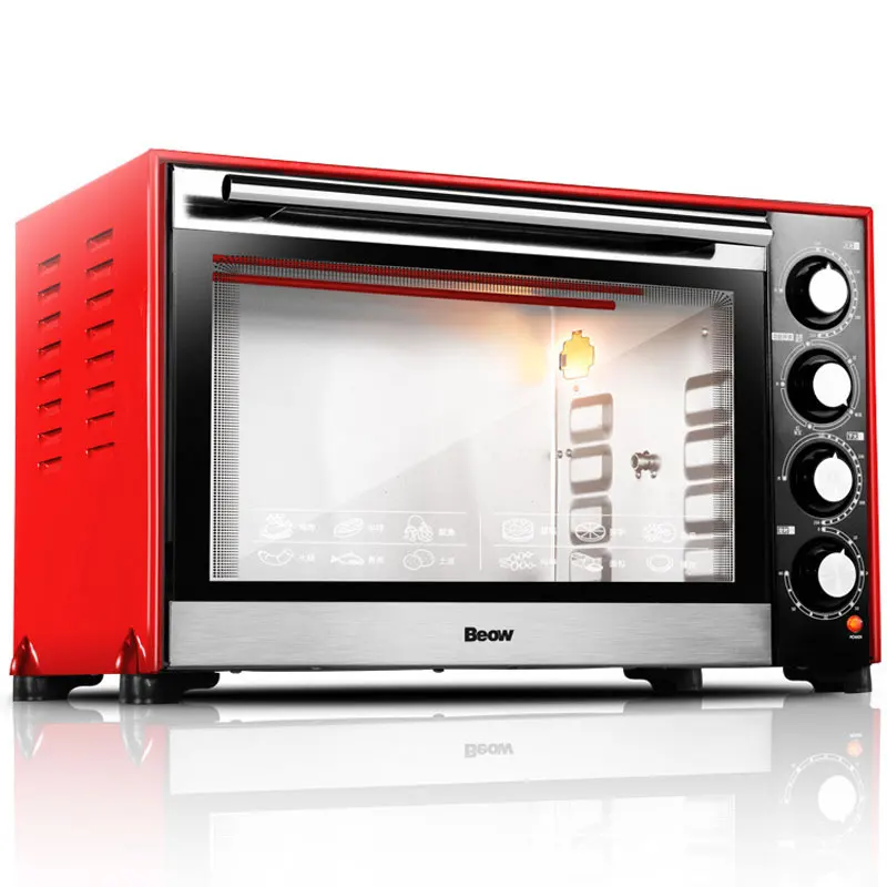 Household Mechanical Electric Oven Temperature Control Electric Oven Stainless Steel Black Crystal Panel 60L