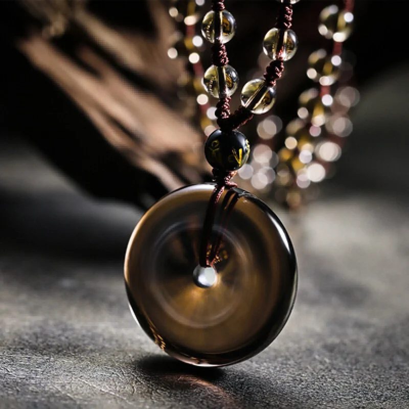 

Exquisite Ice Shaped Chalcedony Bla Stone Safety Bule Pendant