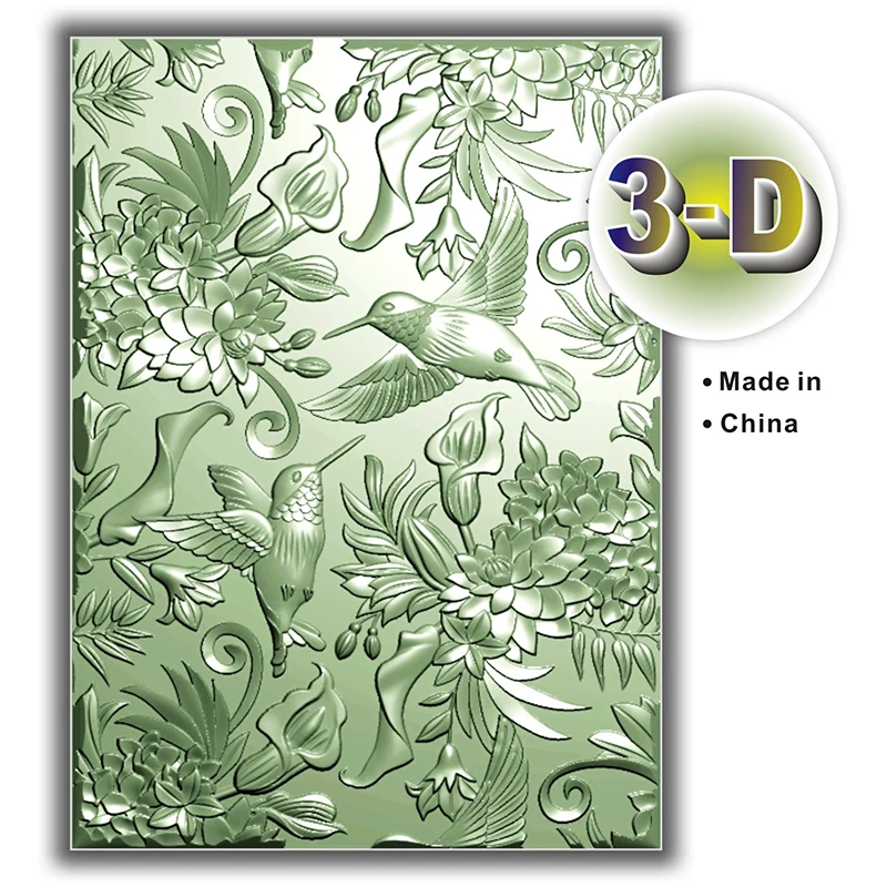 Embossing Folder, Exotic Floral And Bird Background Image 3d Relief Folder And Matching Mold For DIY To Make Greeting Cards Paper Scrapbooks