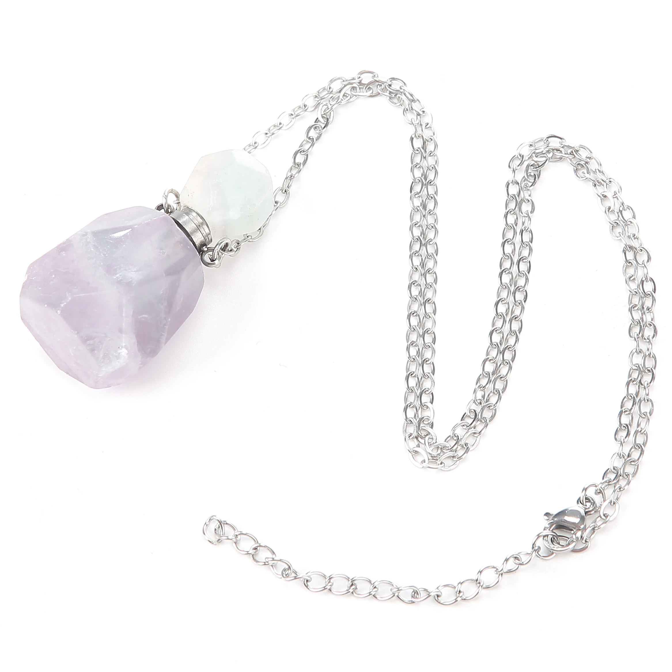 Natural Crystal Shaped Oval Original Stone Perfume Bottle Pendant Fashion Personality Party Pendant Use Pendant Anytime Anywhere