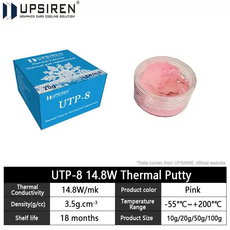 Upsiren-massa Térmica para Processador Vga Gpu ic Substituição de Almofada Térmica Bloqueio de Calor Alto Desempenho Refrigeração Rápida Utp8