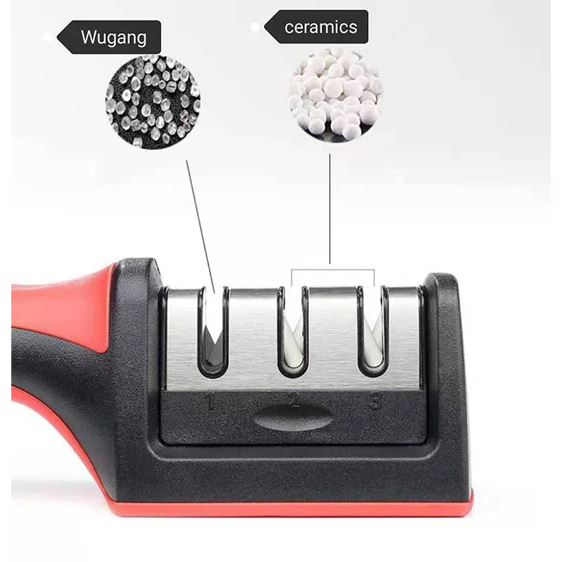 Knife Sharpener 3 in 1 Professional Kitchen 3 Stage for Straight and Ceramic Knives
