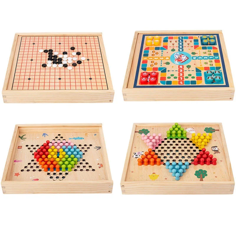 Eight In One Children's Multifunctional Board  Chess Wooden Flying Chess Checkers Gobang Chinese Chess Adult Parentchild Game 2