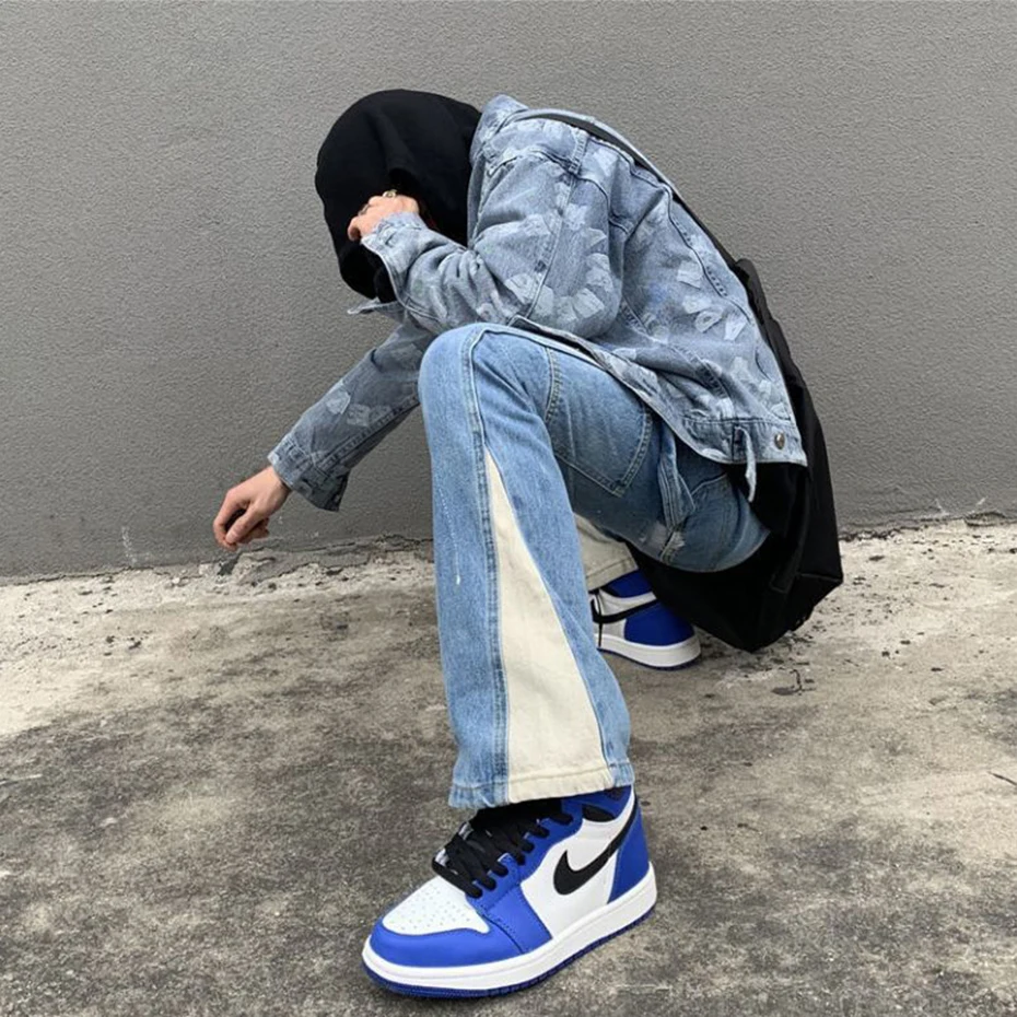 Streetwear Flare Jean Men Harajuku Baggy Hip Hop Denim Pants 2022 New Fashion Male Loose Casual Flared Jeans bell bottom jeans for men