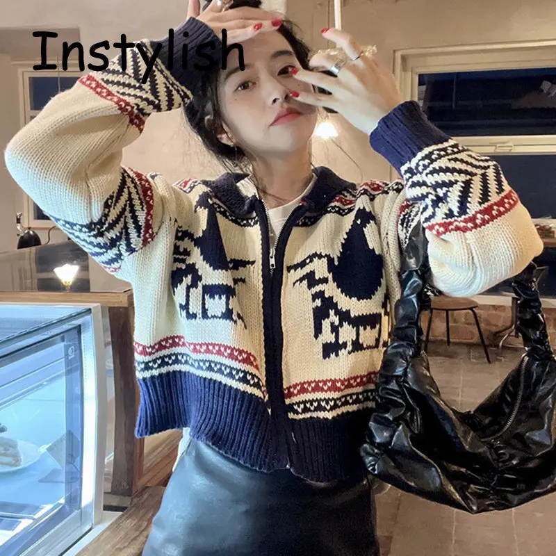 Women's Clothes Brown Sweater Flower Embroidery Outerwear Fashion Vintage  Winter Female Long Sleeve Cardigan Knitting Coat - AliExpress