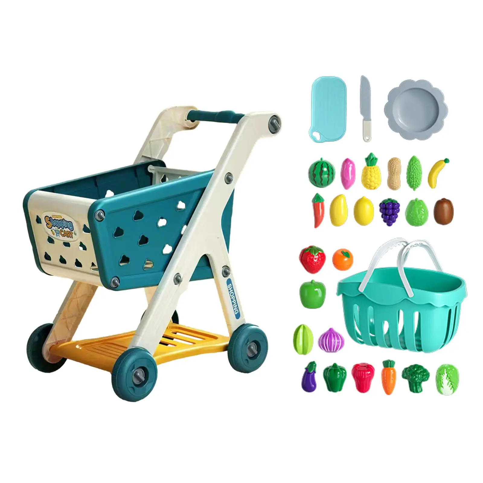 Kids Shopping Cart Trolley Set Realistic Learning Shopping Skills Simulation Mini Supermarket Shopping Cart Role Playing Games