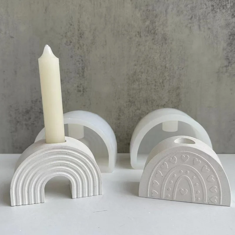 Candle Holder Silicone Molds Rainbow Arch Shaped Candlestick DIY