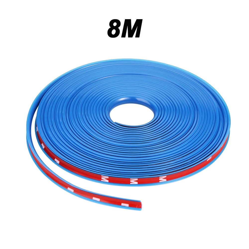 Car Wheel Rim Strip Car Stickers 8 Meters Car Wheel Rim Blades Protector Line Tire Guard Decorative Strip Rubber Moulding Trim