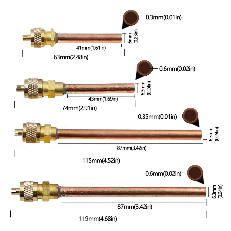 Válvulas de acceso de refrigeración de aire acondicionado, tubo de cobre Recambios de piezas de llenado de OD de 6mm/6,3mm - Imagen 6