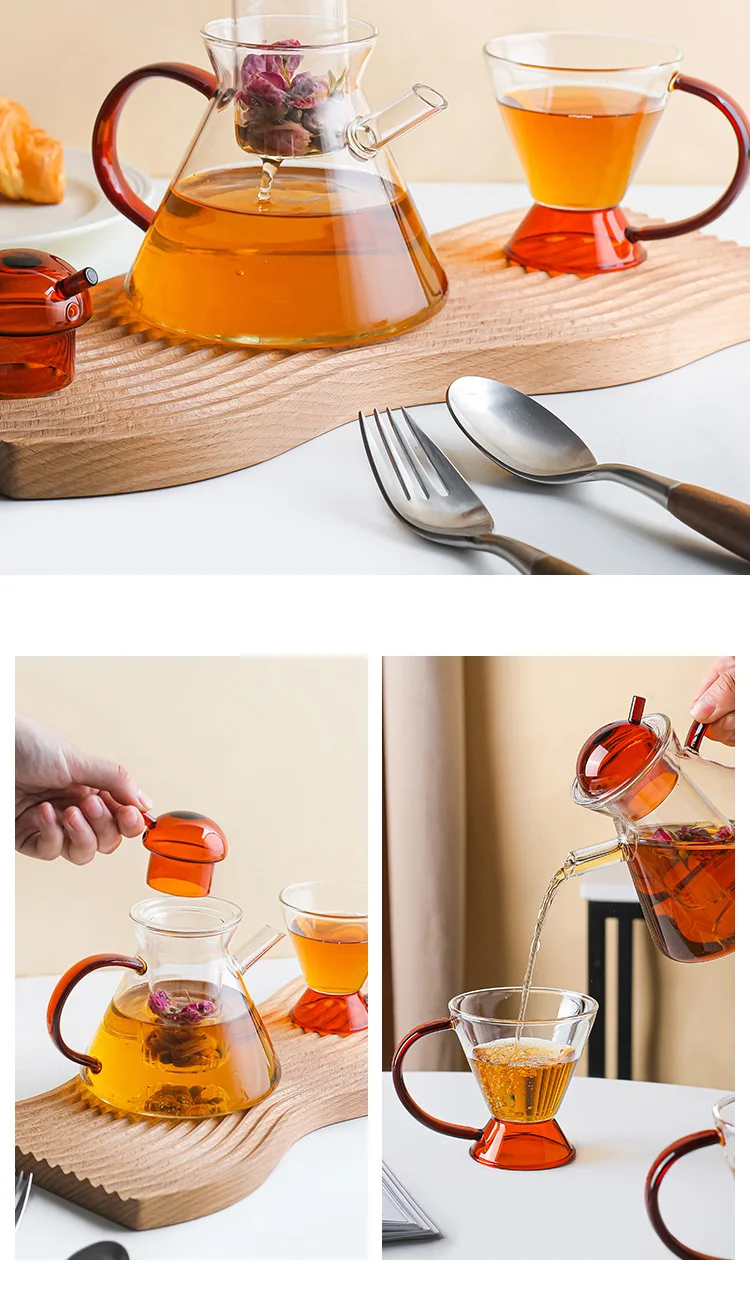 Nordic Glas Teekanne Teetasse Set Vintage Dänemark Hitzebeständige Teesieb Teekanne Tee Maker Kaffeekanne Fazzi Gong Fu Teekanne Geschenk – Detail 6