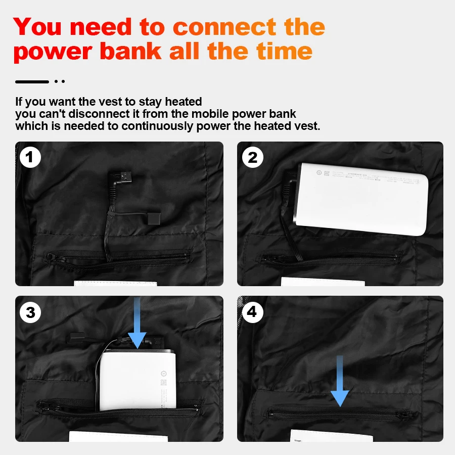 Description Picture 4 of itemX-TIGER 9/2 Places Heated Jacket Men Women USB Electric Thermal Warm Hunting Coat Winter Outdoor Camping Hiking Heated Vest