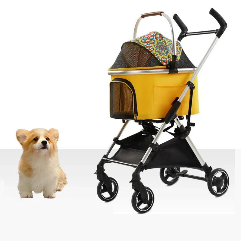 

Pet Cat Stroller Separable Folding Dog Transporter Walking Pet Carrying Bag Baby Stroller Outdoor Travel Bearing Weight 15 KG