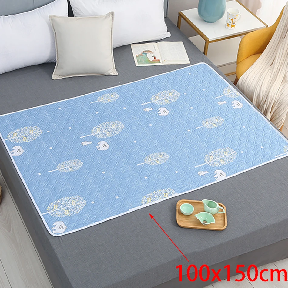 100x150cm 4 Layers Cartoon Dino Heart Diaper Mat Waterproof Washable Changing Pads Night and Menstrual Protection Baby Care