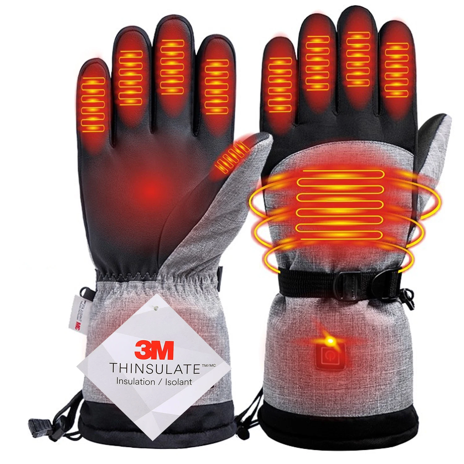 Gants Chauffants Électriques - Noir/Gris - Adultes - Idéal Ski Et Hiver