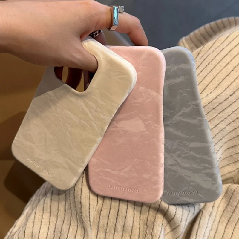 Korean Style Simple Cute Solid Color Leather Soft Silicone Shockproof Phone Case For iPhone 11 12 13 14 15 Pro Max Cover Girl