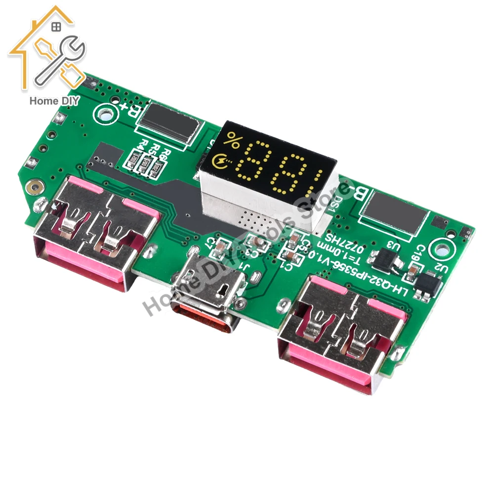 

5V 3A Lithium Battery Digital Display Fast Charging Module IP5356 TYPE-C Micro USB QC3.0 2.0 PD3.0 PD2.0/AFC/FCP