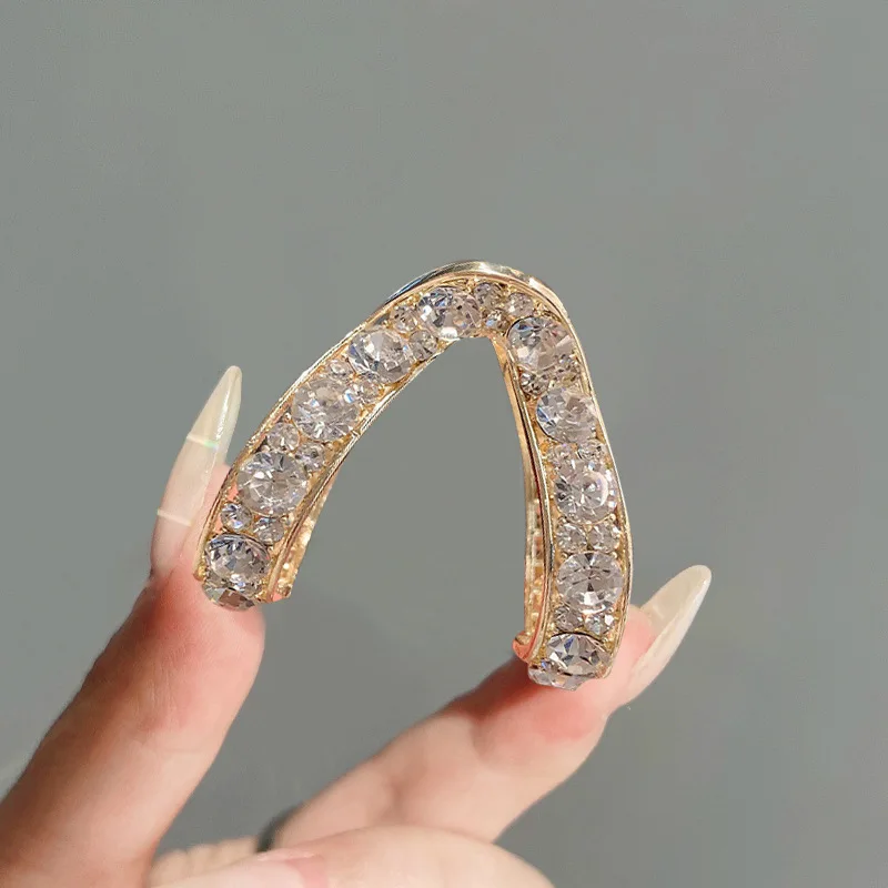 Elegant Rhinestone V-Shaped Hair Claw Clip