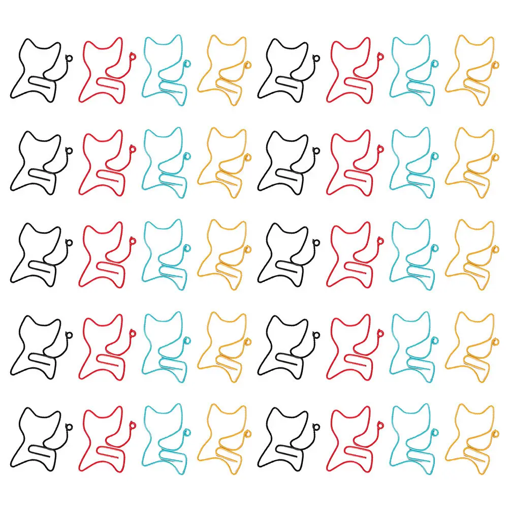 50Pcs 고양이 모양 종이 클립 노트 달력 스크랩북 메모장 스티커 노트 사무실 학교용 프리미엄 금속 북마크 클립