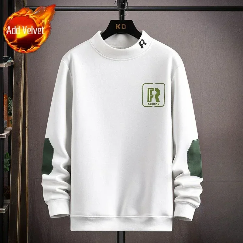 thumbnail image 1 of Sudadera para hombre, ropa blanca para hombre, jersey sin capucha, camiseta cálida, retazos, diseño estético de lujo, emo, suelta para invierno, 1 of 5