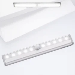 Motion Sensor LED Under Cabinet Light for Home Decor and Illumination (White - 10 LEDs)