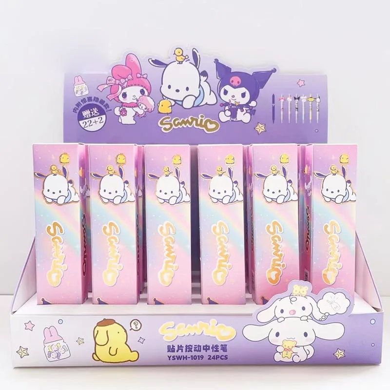 산리오 키티 젤 펜, 귀여운 쿠로미 멜로디 포차코, 블랙 잉크 중립 펜, 프로모션 선물, 사무실 학교 용품, 0.5mm, 24 개/로트