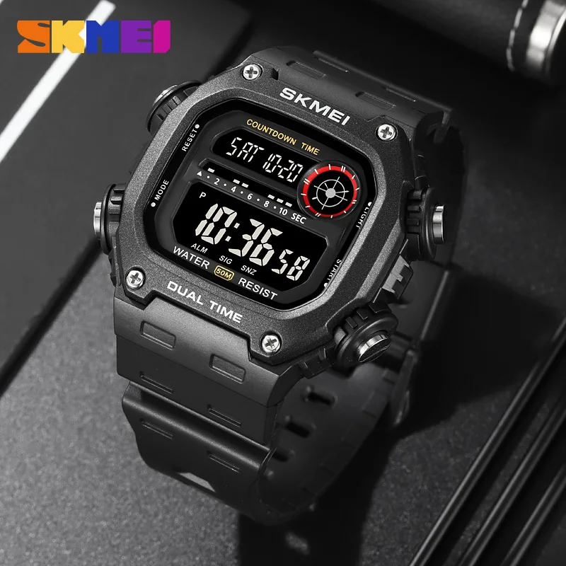 SKMEI 2126 Digital Countdown Sport Watch for Men Waterproof Stopwatch Mens Wristwatch Alarm LED Display Clock Montre Homme 1251 2