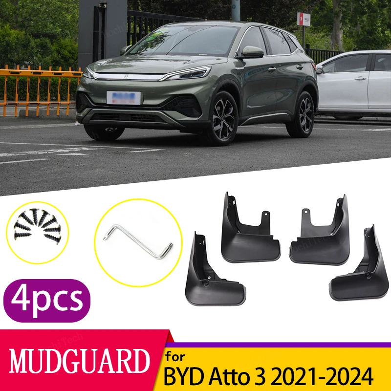 

Брызговики без дрели, брызговики, передние и задние брызговики для BYD Atto 3 Yuan Plus EV 2021-2024, брызговики