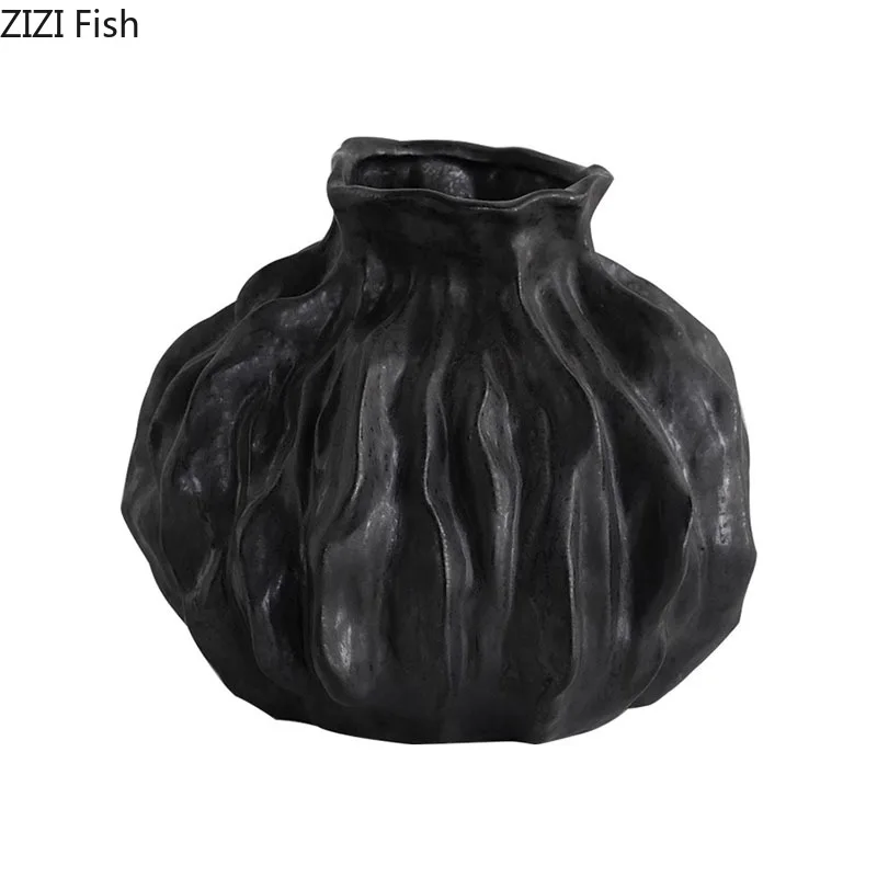 Creative Irregular Ceramic Vase Retro Flower Pots Desk Decoration Artificial Flower Floral Arrangement Room Aesthetic Decor 5