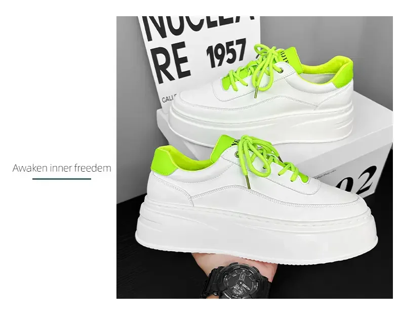 2024 Casual für Männer Laufschuhe Atmungs Dicken sohlen Sport Bord Weiße Schuhe Turnschuhe Komfortable Männer Training Plattform_voghion.com