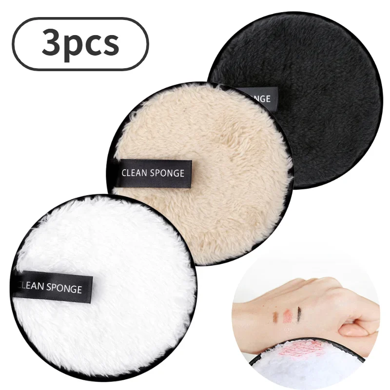 Description Picture 2 of item3Pcs Reusable Makeup Remover Pads Cotton Wipes Microfiber Cosmetics Washable Make Up Towel Face Cleansing Sponge Skin Care Tools
